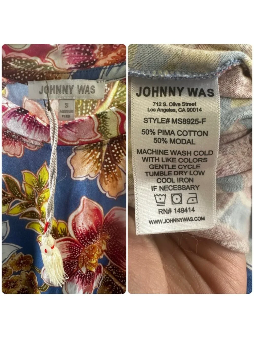 Johnny Was The Raglan Floral Pajamas Set Womens Small Top and flare Pants Cozy - Picture 5 of 16